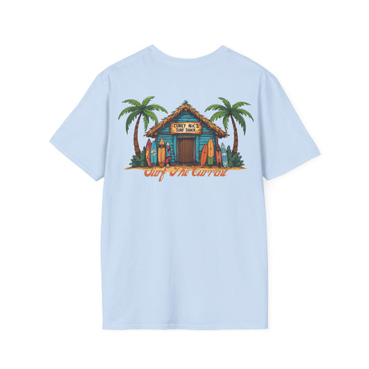 Curly Nics Surf Shack beach hut - T shirt