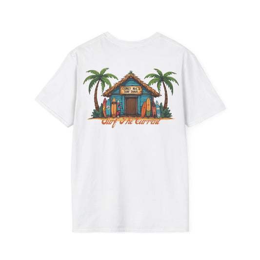 Curly Nics Surf Shack beach hut - T shirt