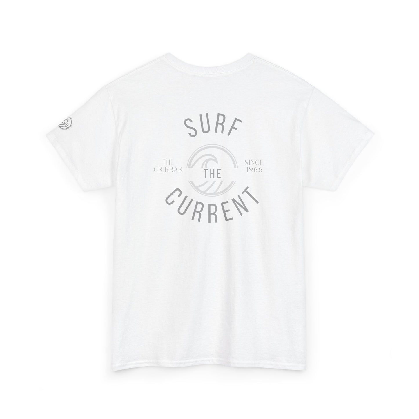 Surf The Current Graphic Tee — White Surf Beach T‑Shirt